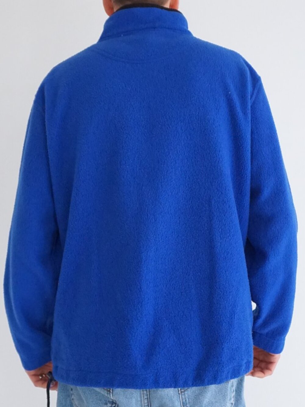 Vintage R&R Sport Blue Quarter Zip Fleece Mock Neck Outdoor Hiking Sweater Large - Picture 2 of 10